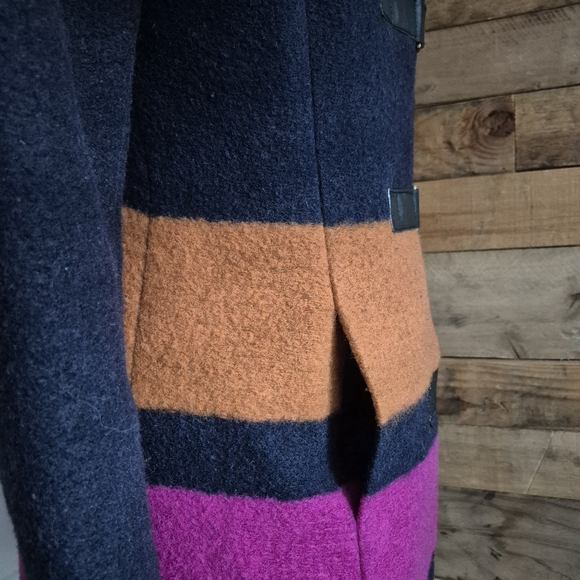 Plenty By Tracy Reese Dusken Wool Funnel Neck Coat Anthropologie Colorblock Sz M - Picture 6 of 16